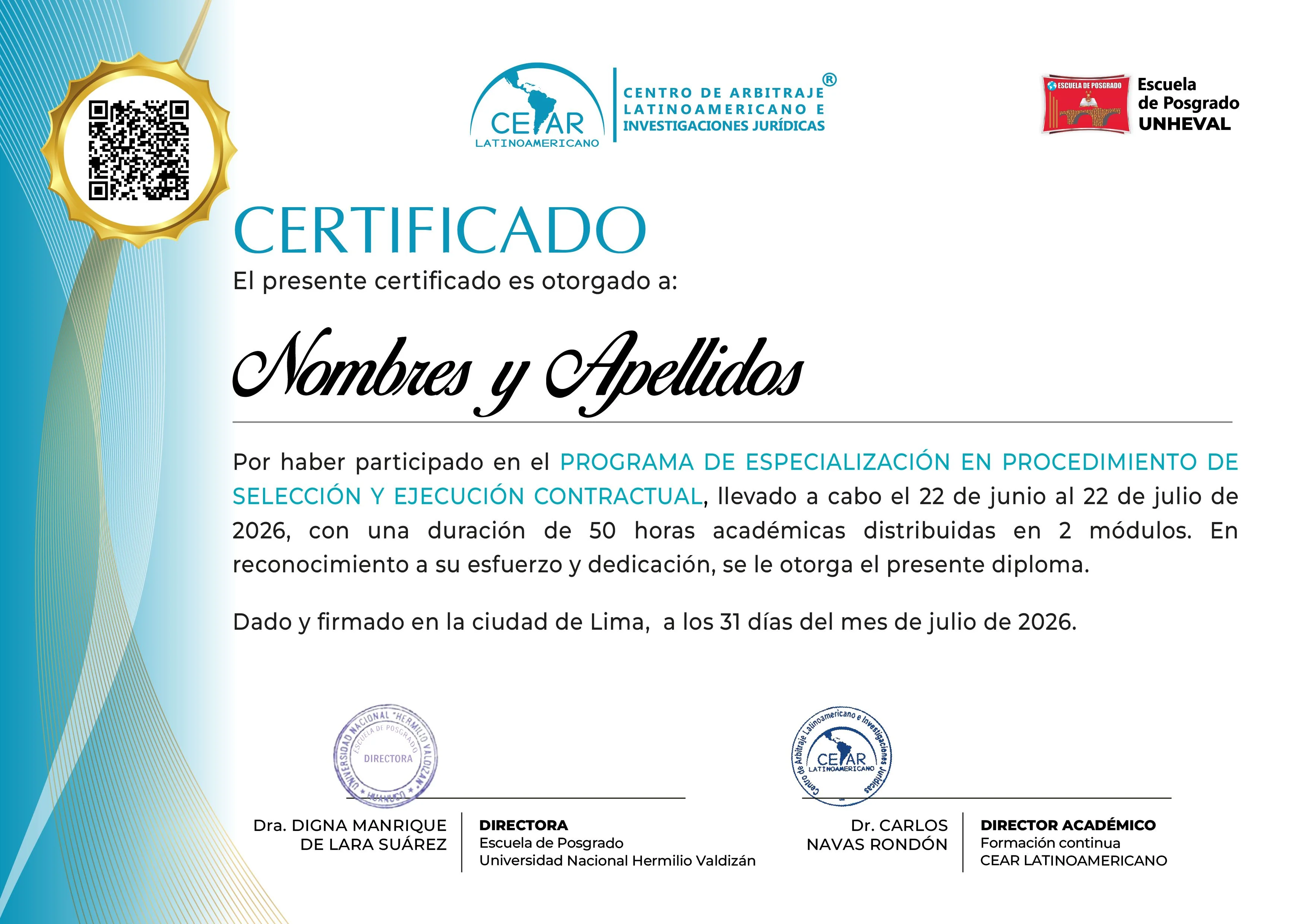 Certificado CEAR LATINOAMERICANO