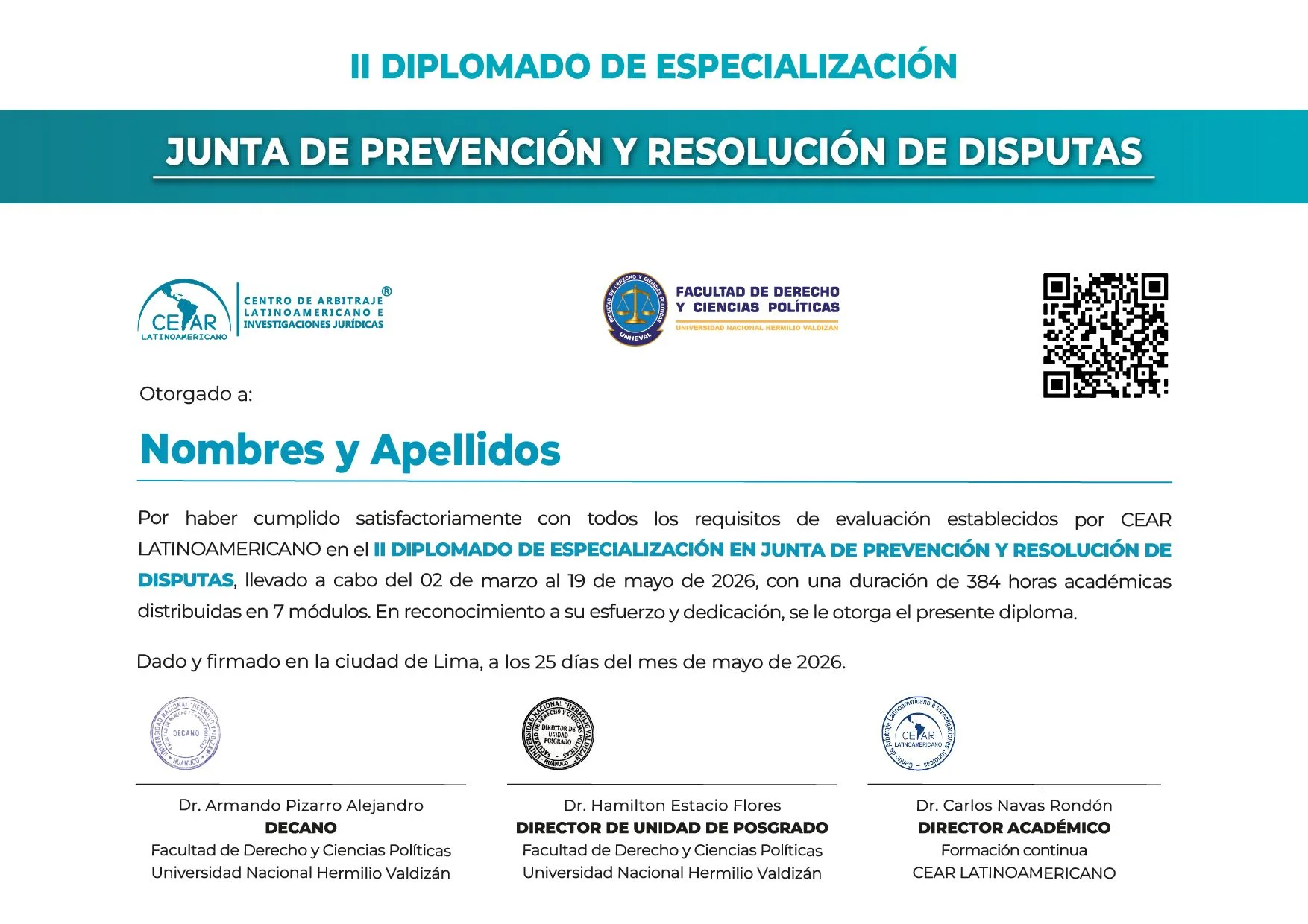 Certificado CEAR LATINOAMERICANO