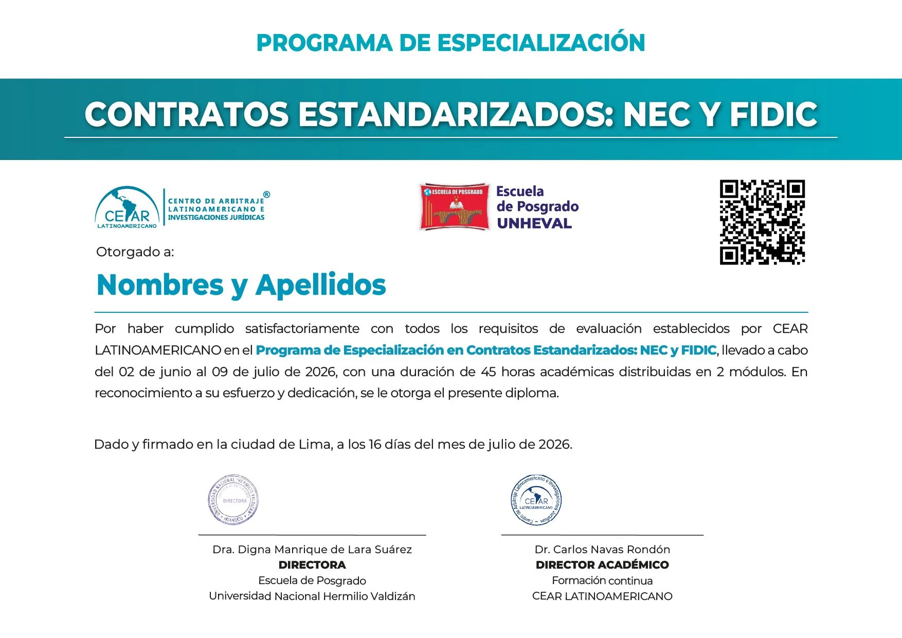 Certificado CEAR LATINOAMERICANO
