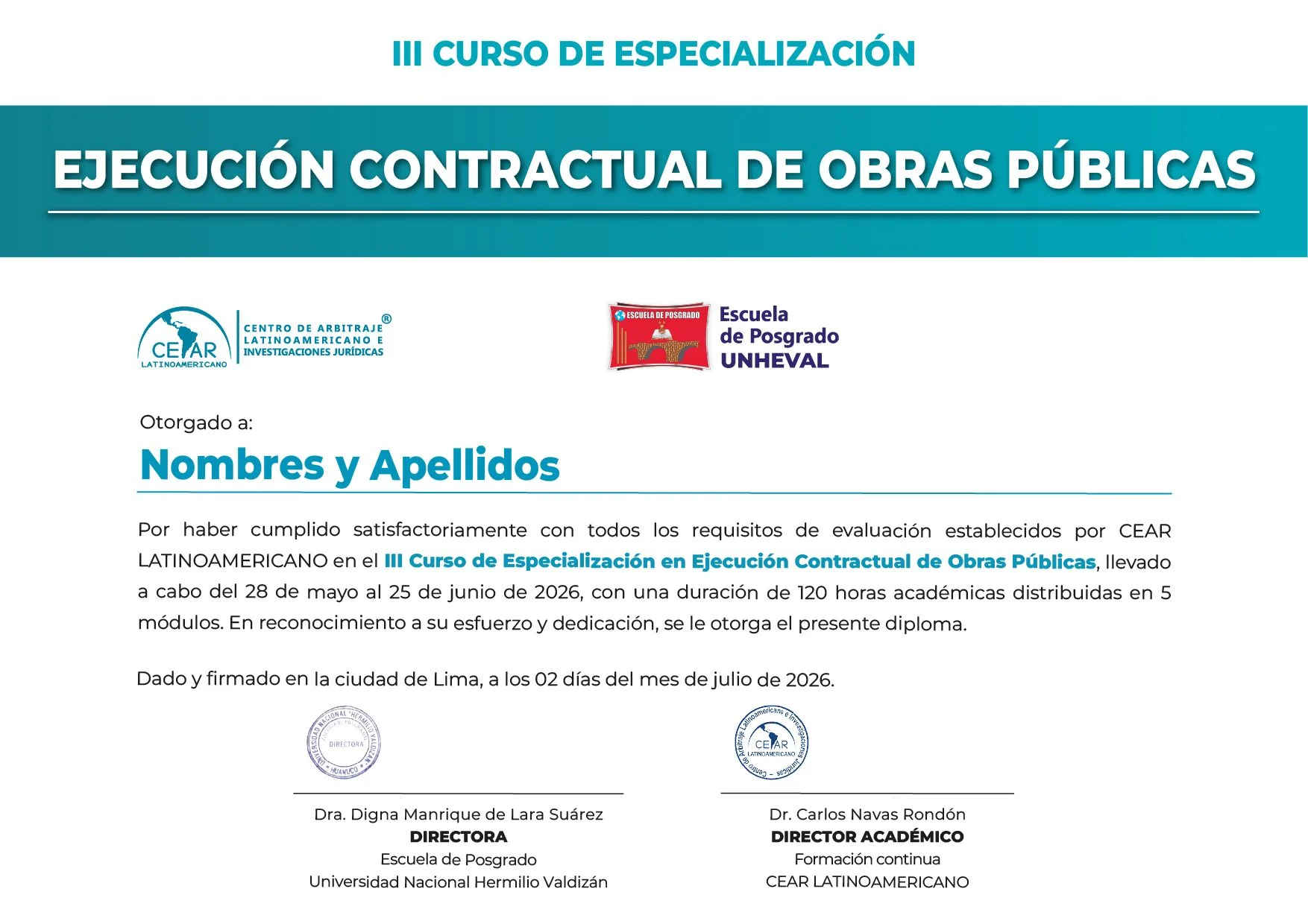 Certificado CEAR LATINOAMERICANO