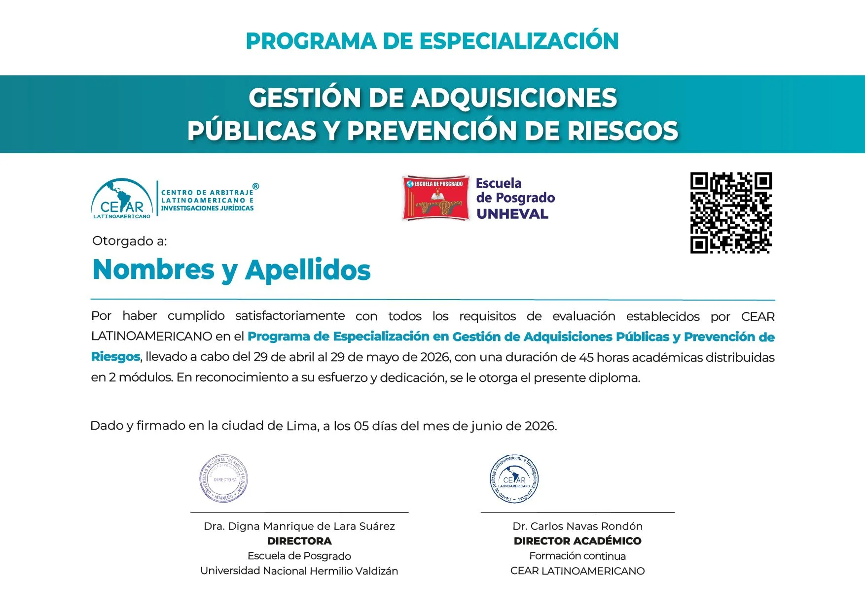 Certificado CEAR LATINOAMERICANO