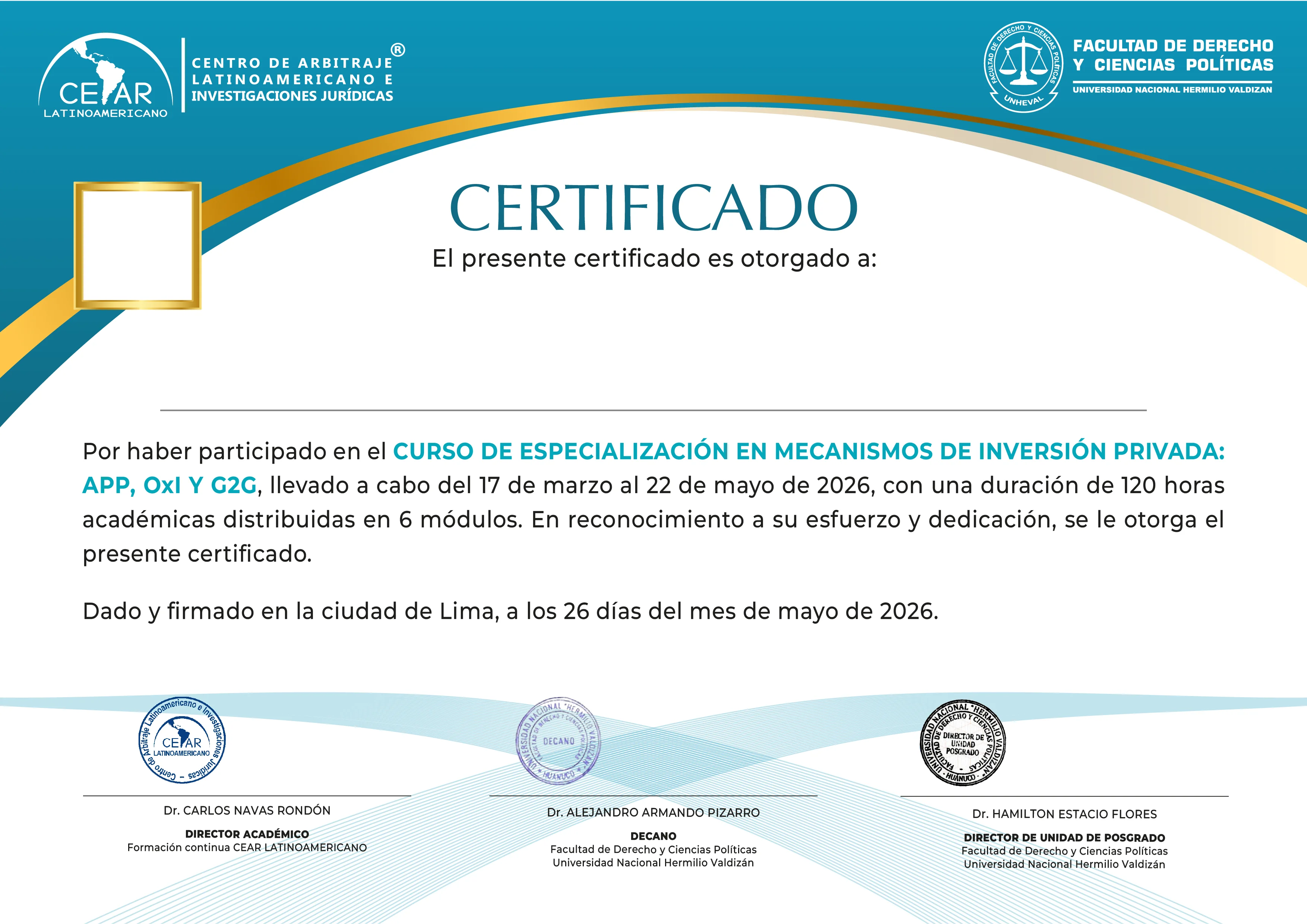 Certificado CEAR LATINOAMERICANO
