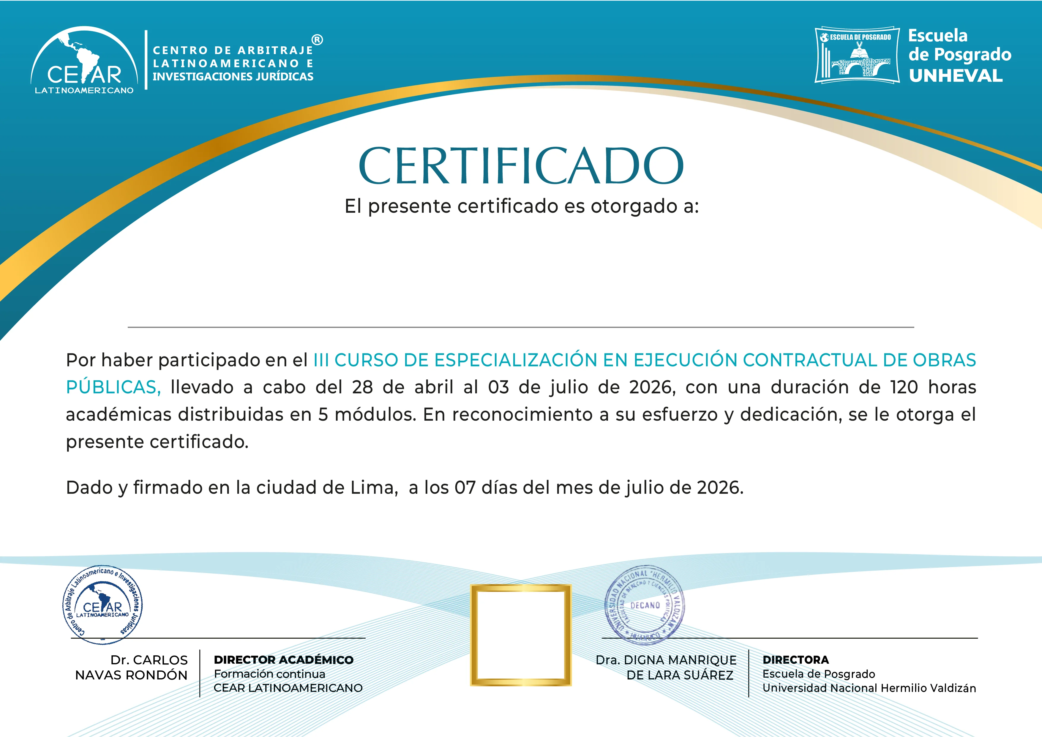 Certificado CEAR LATINOAMERICANO
