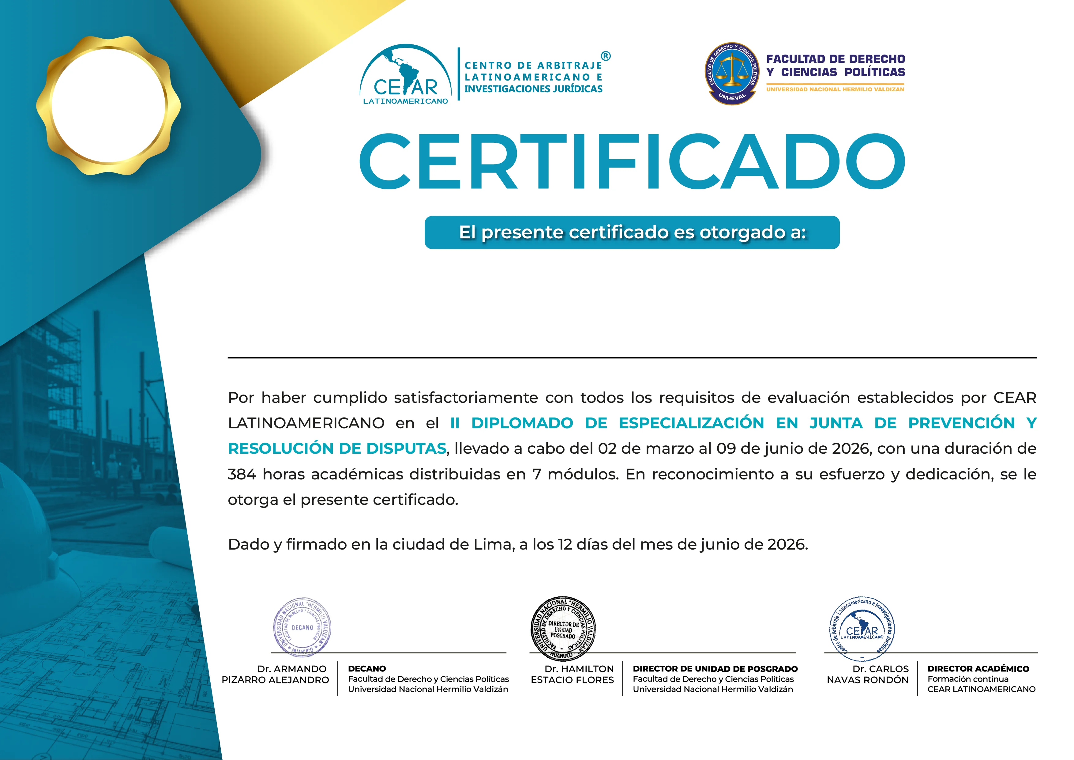 Certificado CEAR LATINOAMERICANO